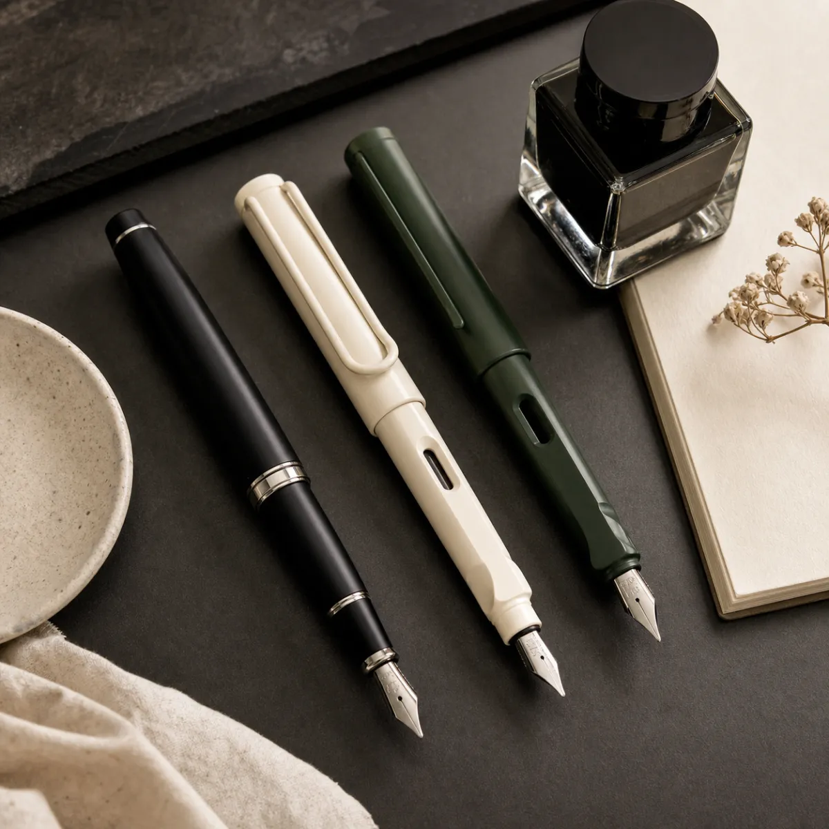 best fountain pens for journaling Pilot Metropolitan and Lamy Safari with nibs